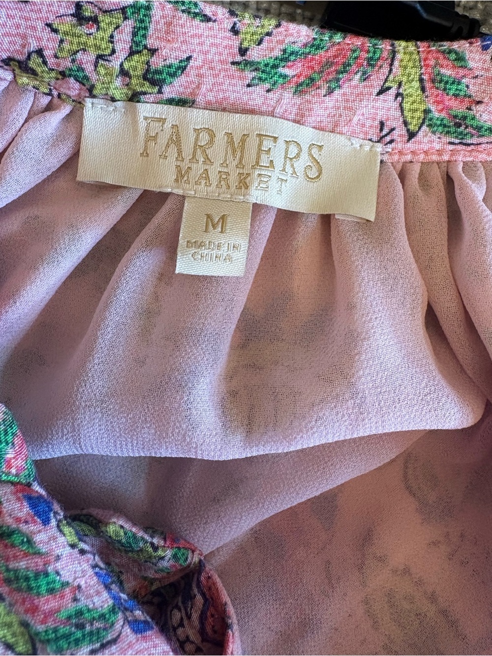 Farmers Market Pink Floral Boho Tiered Mini Dress Size M Cottagecore Festival - Picture 4 of 10